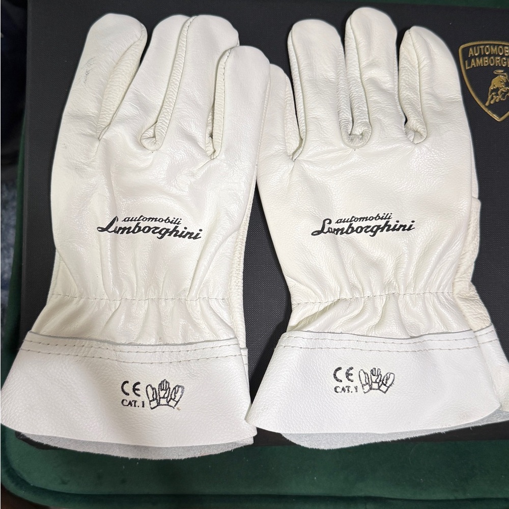 Lamborghini White Leather Toolkit Gloves